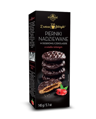 Pierniki nadziewane w czekoladzie deserowej róża