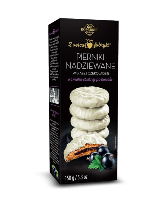 Pierniki nadziewane w białej czekoladzie czarna porzeczka