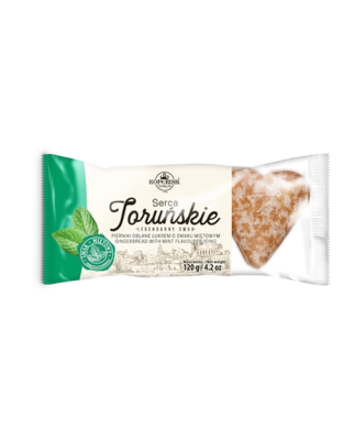 Serca Toruńskie lukrowane o smaku miętowym