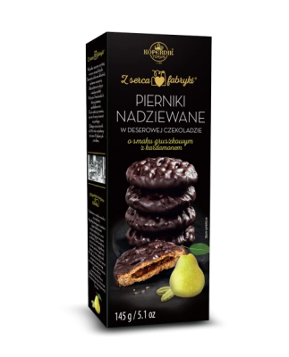 Pierniki nadziewane w deserowej czekoladzie o smaku gruszki z kardamonem
